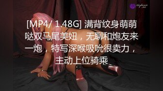 [MP4/ 1.48G] 满背纹身萌萌哒双马尾美妞，无聊和炮友来一炮，特写深喉吸吮很卖力，主动上位骑乘