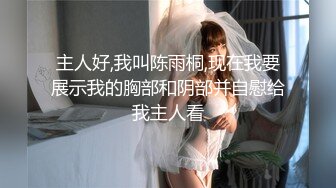 主人好,我叫陈雨桐,现在我要展示我的胸部和阴部并自慰给我主人看